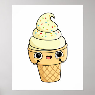 Affiche Cute Kawaii Ice Cream Cone