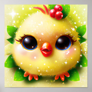 Affiche Cute Kawaii Jaune bébé poussin