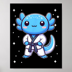 Affiche Cute Kawaii Karate Axolotl Arts Martiaux