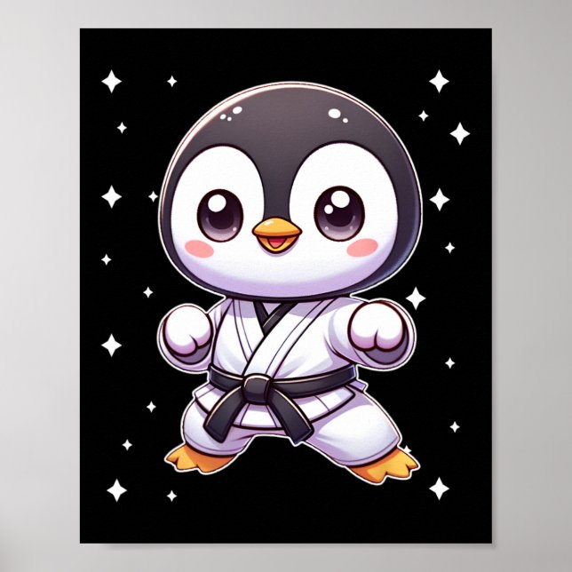 Affiche Cute Kawaii Karate Penguin Martial Arts 1 (Devant)