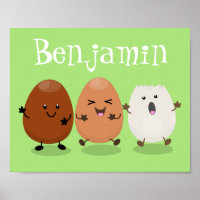 Cute kawaii oeufs humoristique dessin animé