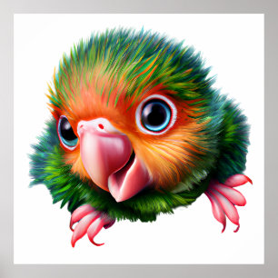 Affiche Cute Kawaii Parrot coloré bébé