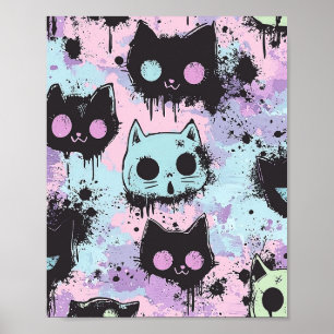 Affiche Cute Kawaii Pastel Goth Chat Déplaisant