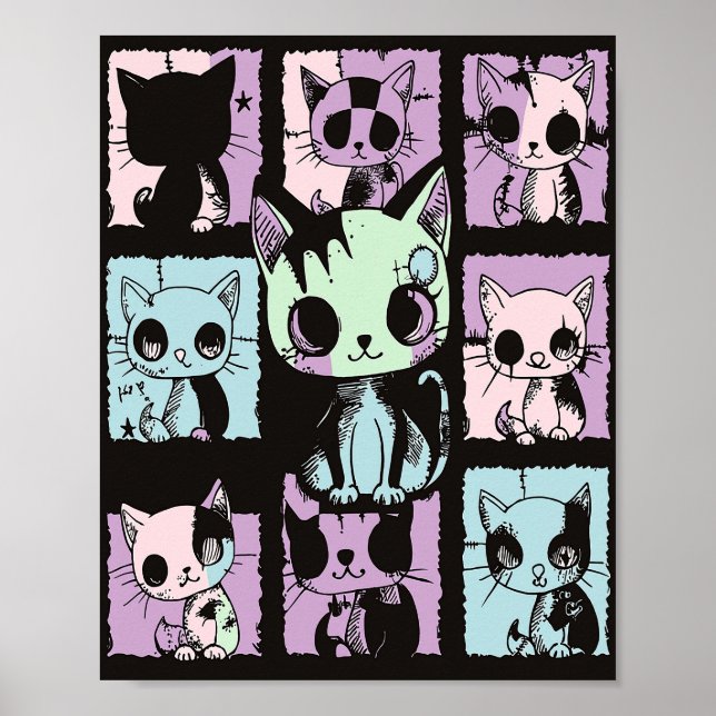 Affiche Cute Kawaii Pastel Goth Patchwork Gothique Déplais (Devant)