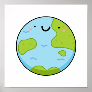 Affiche Cute Kawaii Planète Terre