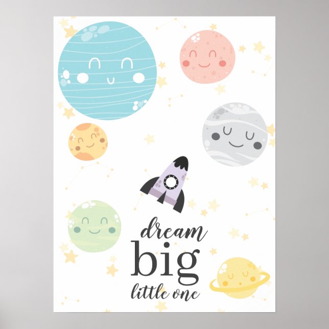 Affiche Cute Kawaii Planètes Dream Big Little One (Devant)