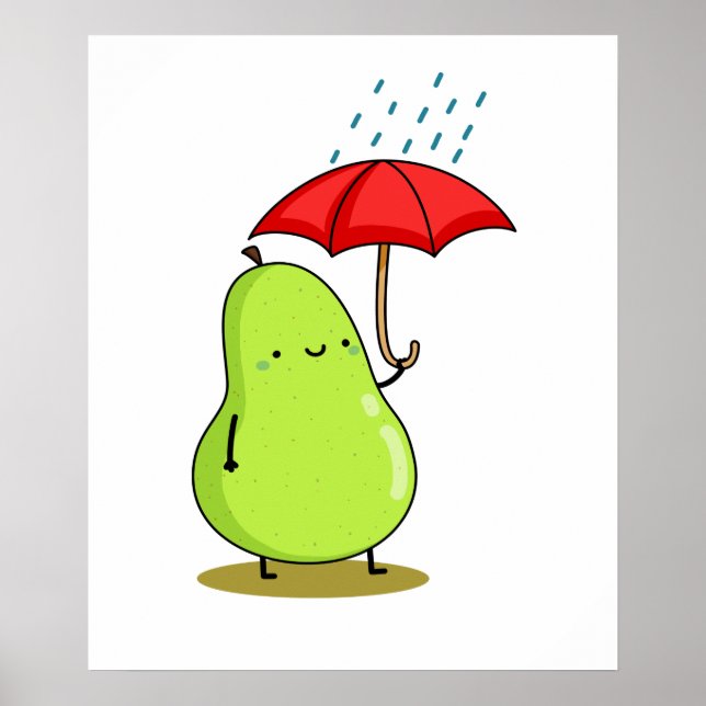 Affiche Cute Kawaii Porter Avec Parapluie (Devant)