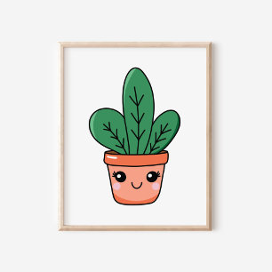 Affiche Cute Kawaii Pot Snake Art Plante