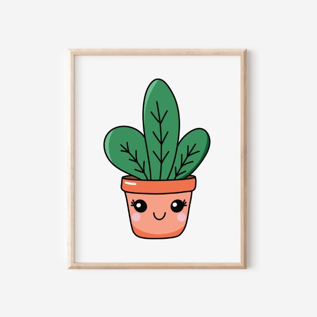 Affiche Cute Kawaii Pot Snake Art Plante (Créateur téléchargé)