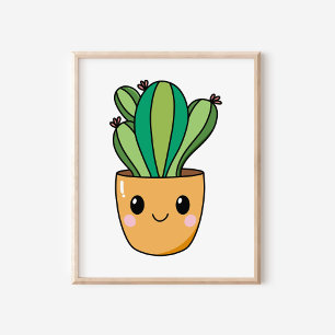 Affiche Cute Kawaii Poted Cactus Plante Art