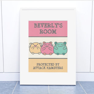 Affiche Cute Kawaii Style Hamsters de Dessin Personnalisé