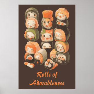 Affiche Cute Kawaii Sushi Rolls
