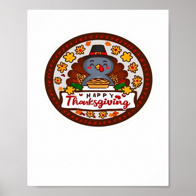 Affiche Cute Kawaii Turquie - Bon thanksgiving classique T (Devant)