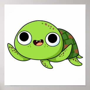 Affiche Cute Kawaii Turtle