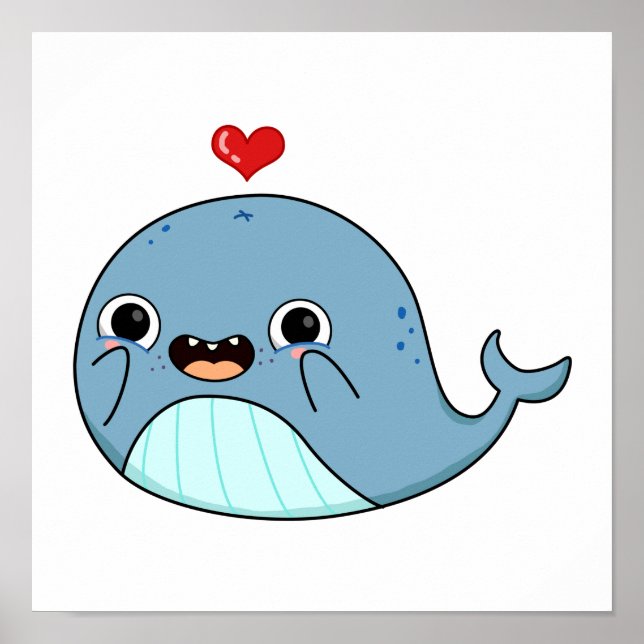 Affiche Cute Kawaii Whale (Devant)