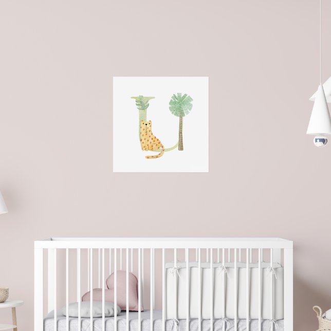 Affiche Cute Kids Animal CHEETAH Monogram U Nursery (Pépinière 2)