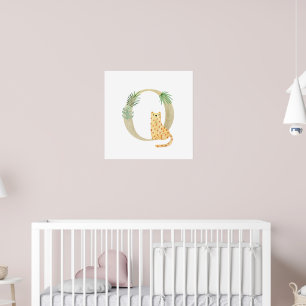 Affiche Cute Kids Animal LEOPARD Monogramme O Nursery