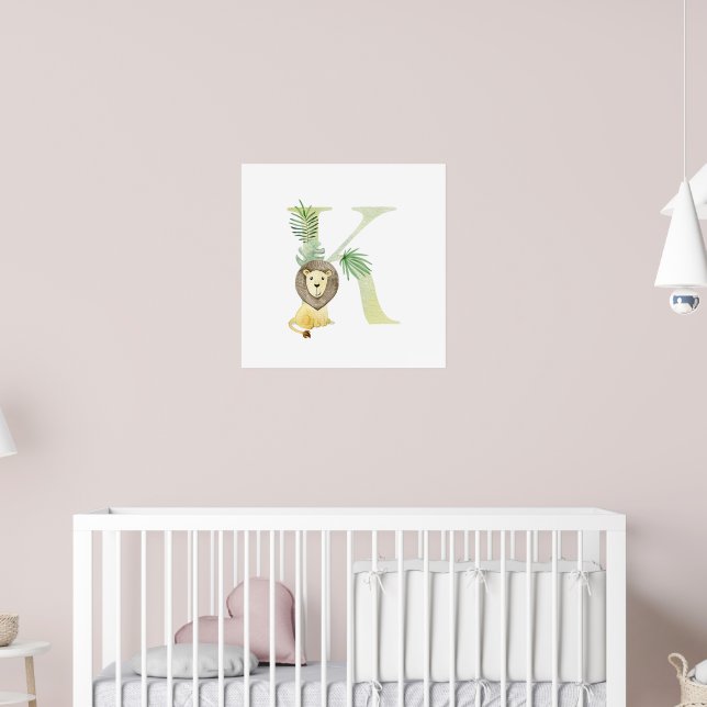 Affiche Cute Kids Animal LION Monogram K Nursery (Pépinière 2)