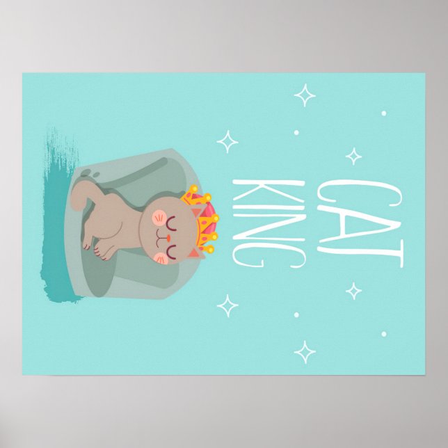 Affiche Cute King Chat, Cute Kitten Cadeau, Cadeau Amoureu (Devant)
