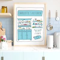 Cute Kitchen Playful Drawing Personalized Name