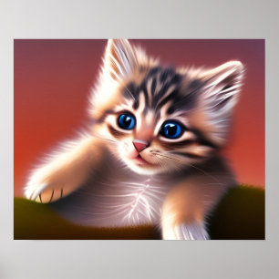 Affiche Cute Kitten AI Style photo