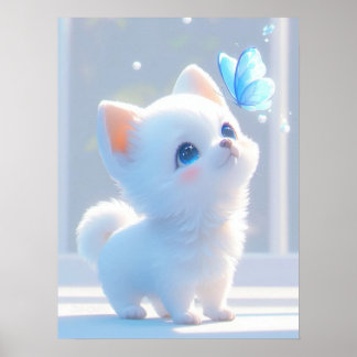 Affiche Cute Kitten blanc