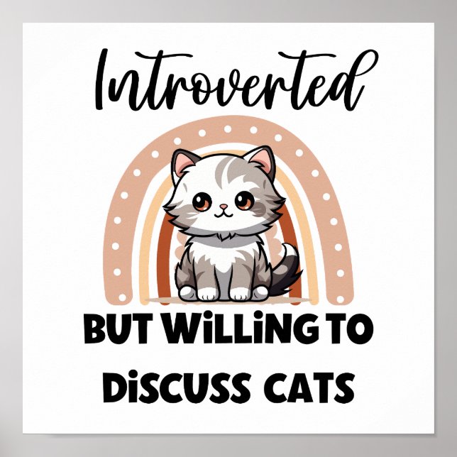 Affiche Cute Kitten Boho Rainbow "Introverted" Graphic (Devant)