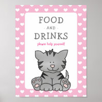 Cute Kitten et les coeurs Baby shower de nourritur