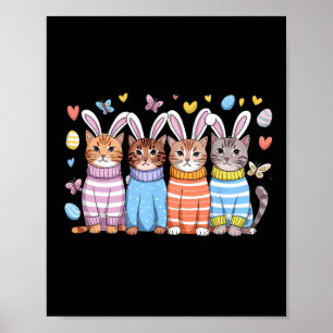 Affiche Cute Kitten Joyeux Lapin De Pâques Oreilles Et Oeu