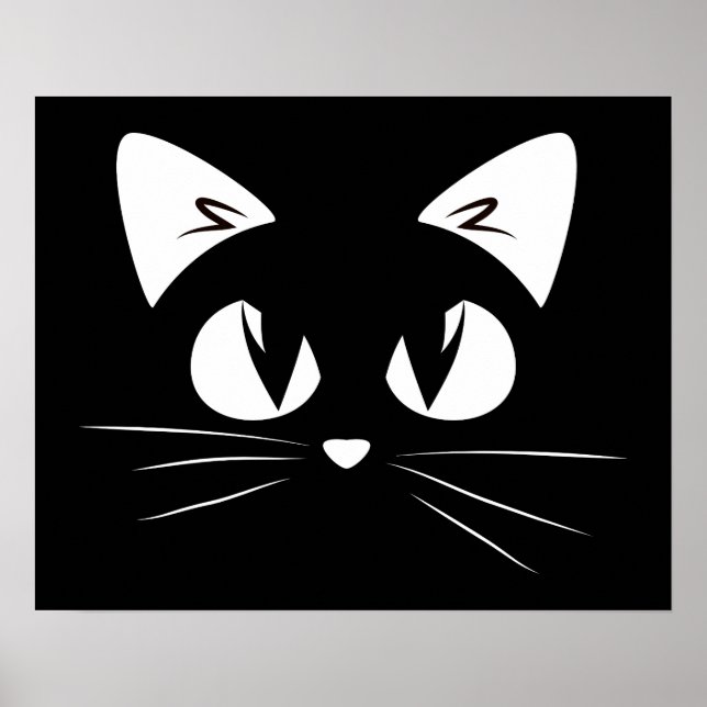 Affiche Cute Kitten Noir Blanc Funny Kitty Chat (Devant)