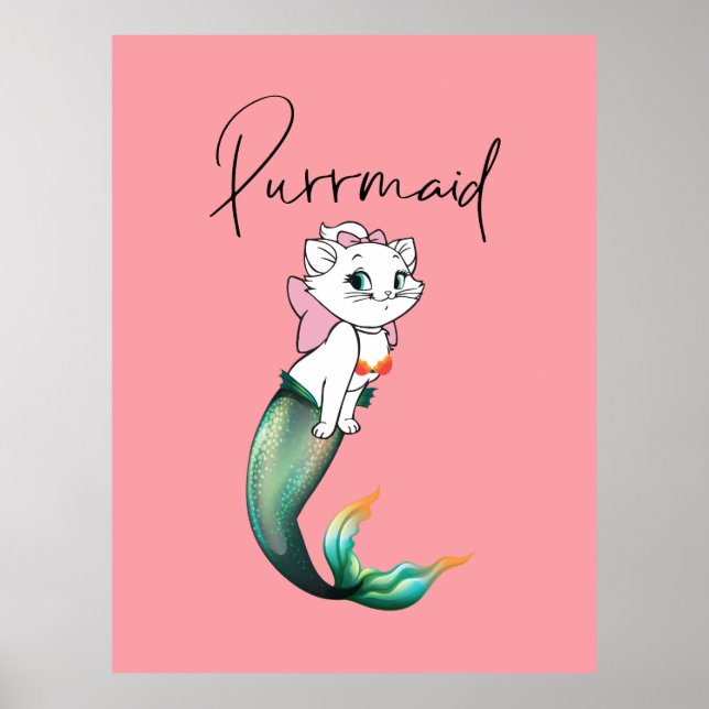 Affiche Cute Kitten Purrmaid - Fun Mermaid Design de chat (Devant)