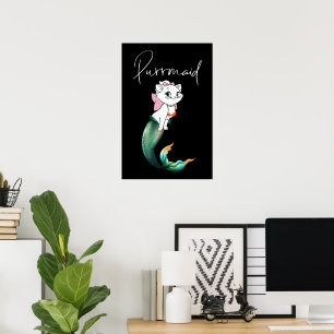 Affiche Cute Kitten Purrmaid - Fun Mermaid Design de chat