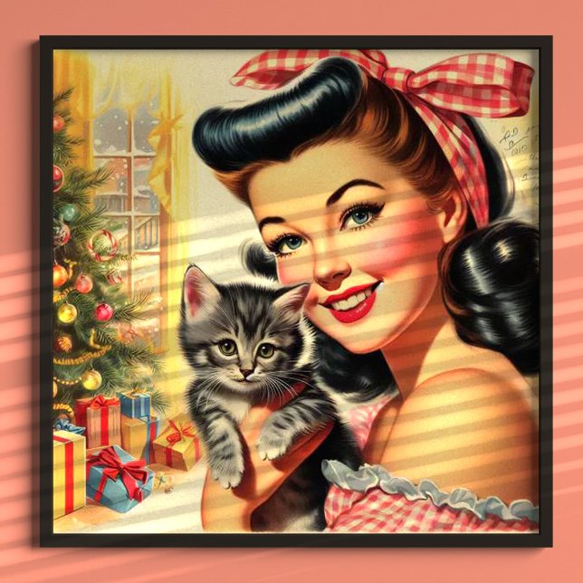 Affiche Cute Kitten Vintage Épingle vers le haut (Créateur téléchargé)