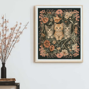 Affiche Cute Kittens dans le style de William Morris