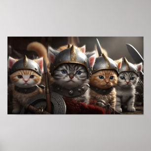 Affiche Cute Kittens en guerriers viking