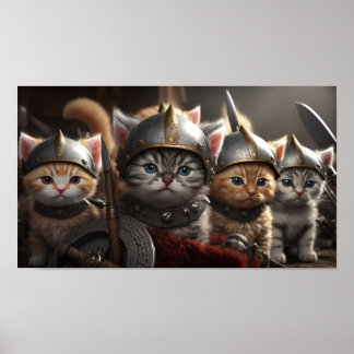 Affiche Cute Kittens en guerriers viking