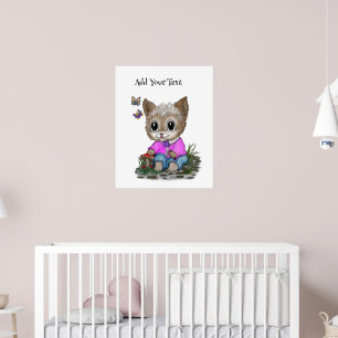 Affiche Cute Kitty Chat et Papillon