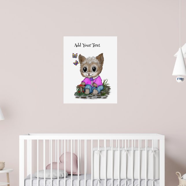 Affiche Cute Kitty Chat et Papillon (Pépinière 2)