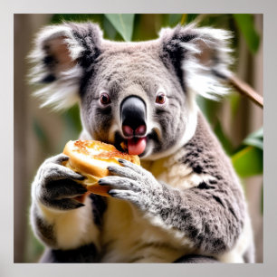 Affiche Cute Koala Australienne Manger une tarte à la vian