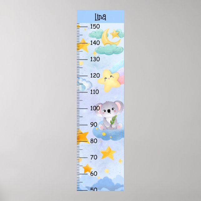Affiche Cute Koala avec nuage et étoiles graphiques de cro (Devant)