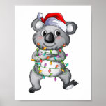 Affiche Cute koala in christmas lights<br><div class="desc">Cute koala in christmas lights Merry Christmas Gift For Woman Man Kids Birthday Gift,  Funny Bear Gift / Xmas Gift / Merry Christmas / Happy Holidays / Family Matching Prints Poster Classic Collection.</div>