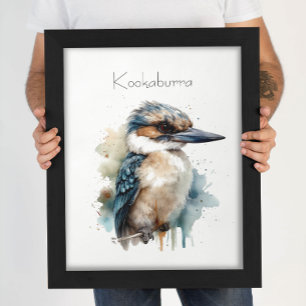 Affiche Cute Kookaburra sur une branche, personnalisé
