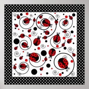 Affiche Cute Ladybugs Pois et des perruques