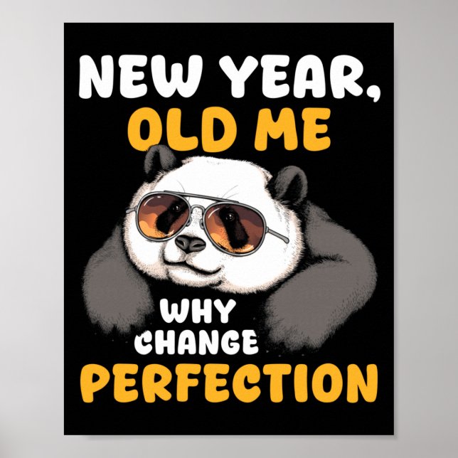 Affiche Cute Lazy Panda New Year Old Me 2026 Funny Sarcast (Devant)
