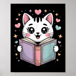 Affiche Cute Lecture Chat Livre Lover Professeur Bibliothé