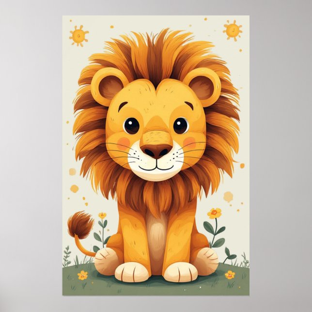 Affiche Cute Lion Nursery Wall Art Jungle (Devant)