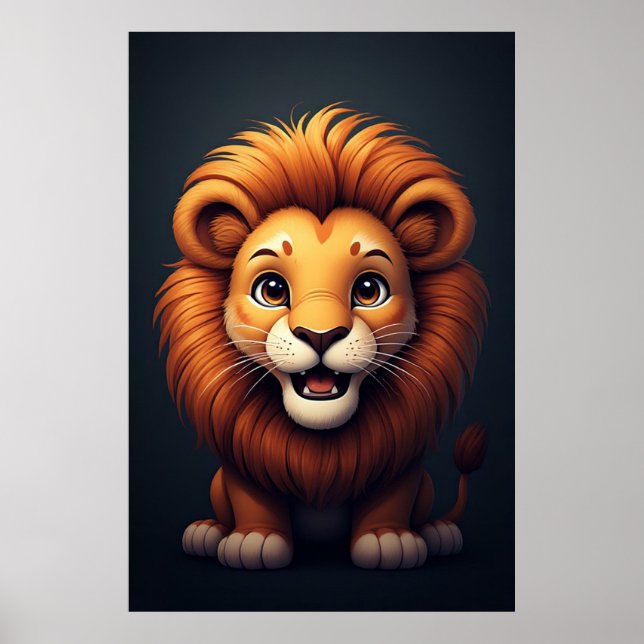 Affiche Cute Lion Nursery Wall Art Jungle Animal  (Devant)