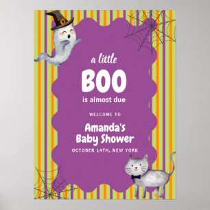 Affiche Cute Little Boo Ghost Chat Baby shower d'automne B