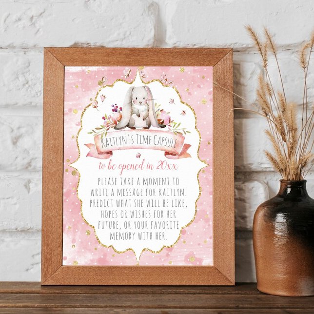 Affiche Cute Little Bunny Anniversaire Fête Heure Capsule  (Créateur téléchargé)