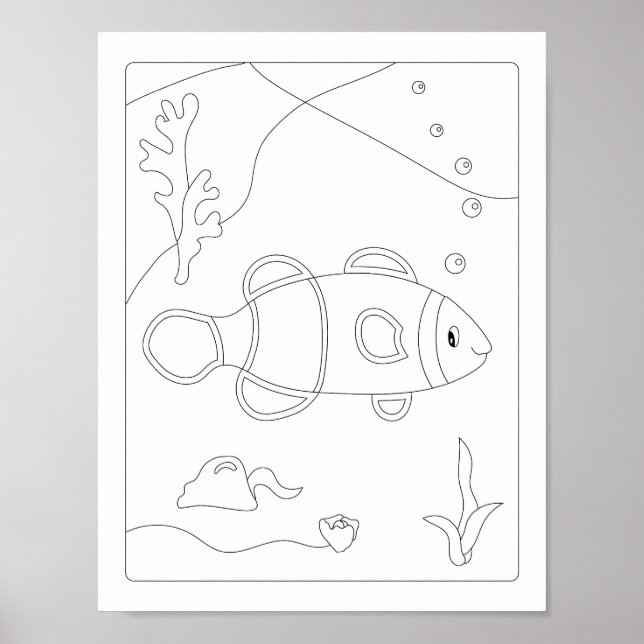 Affiche Cute Little Fish Antistress Livre de coloration (Devant)